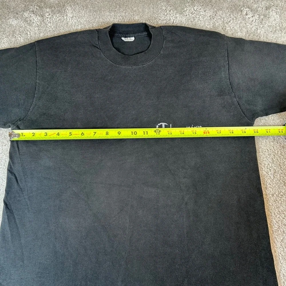 Vintage 90s Champion T-Shirt Men's Medium Black Script Logo Single Stitch Cotton - Picture 8 of 10